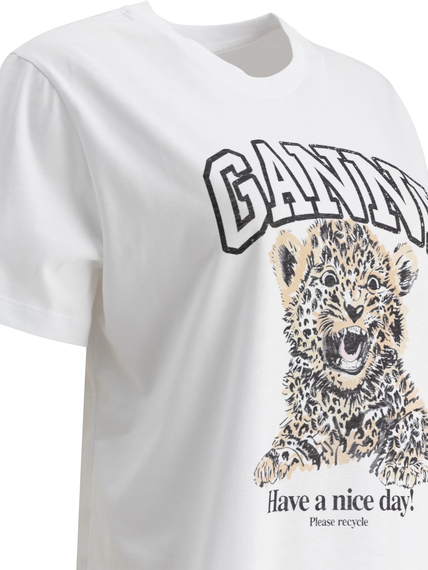 3887806 GANNI animal print casual cool travel working cotton t shirt