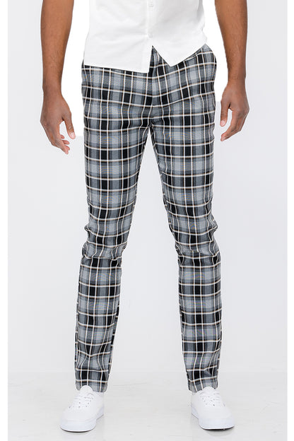 Plaid Slim Fit Trouser Pants