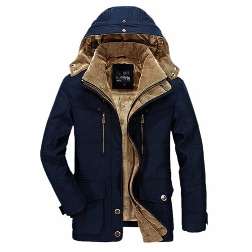 Mens Hooded Winter Parka Coat with Inner Fleece